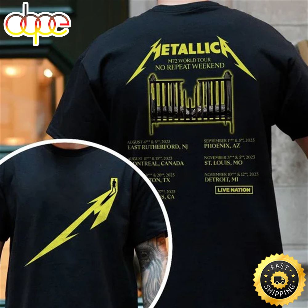 Metallica M72 World Tour 2023 Shirt Metallica No Repeat Weekend Rock Tour Shirt Ysjw68