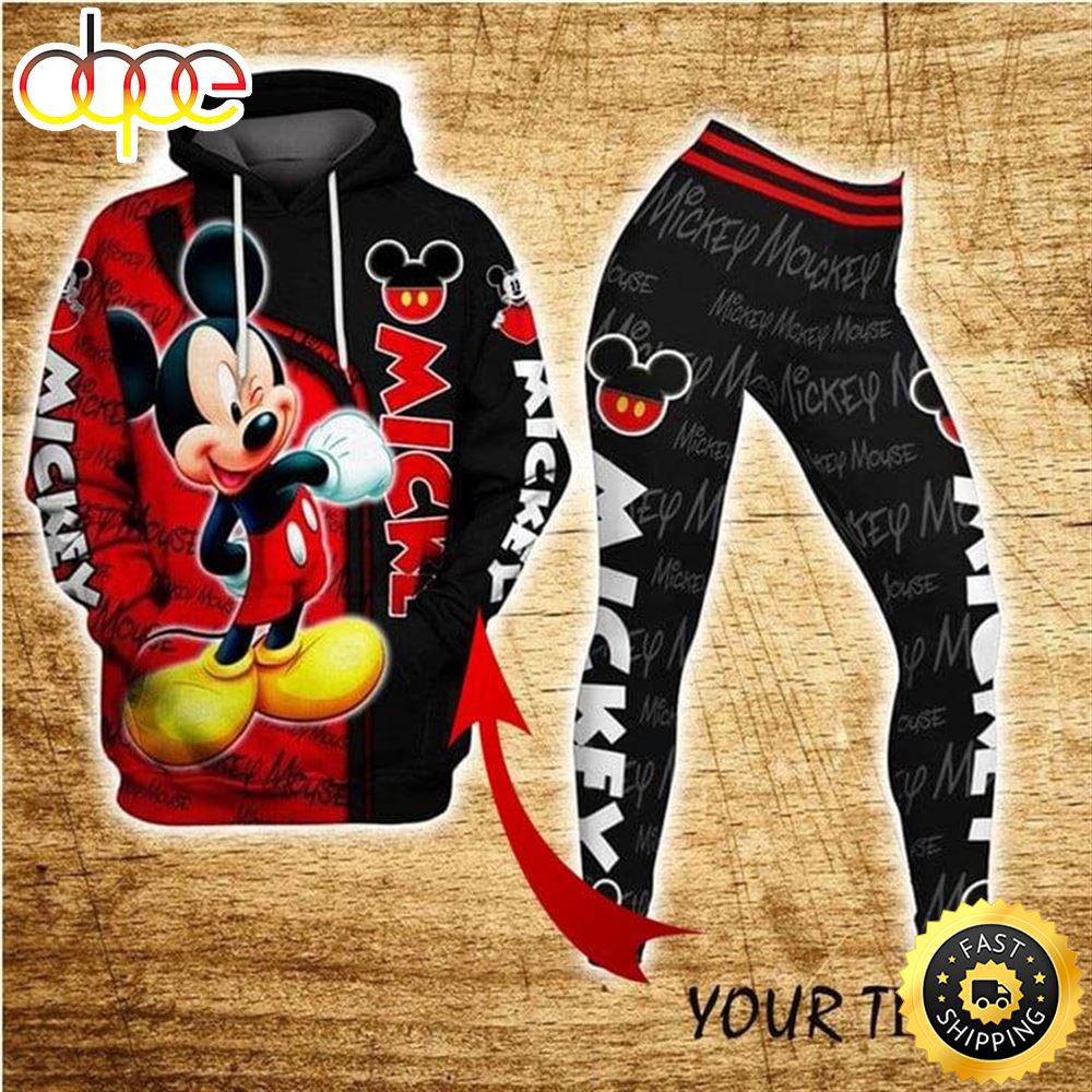 MiKeY MOuSe Gifts For MiKeY MOuSe Lovers Black Red Hoodie Leggings Set