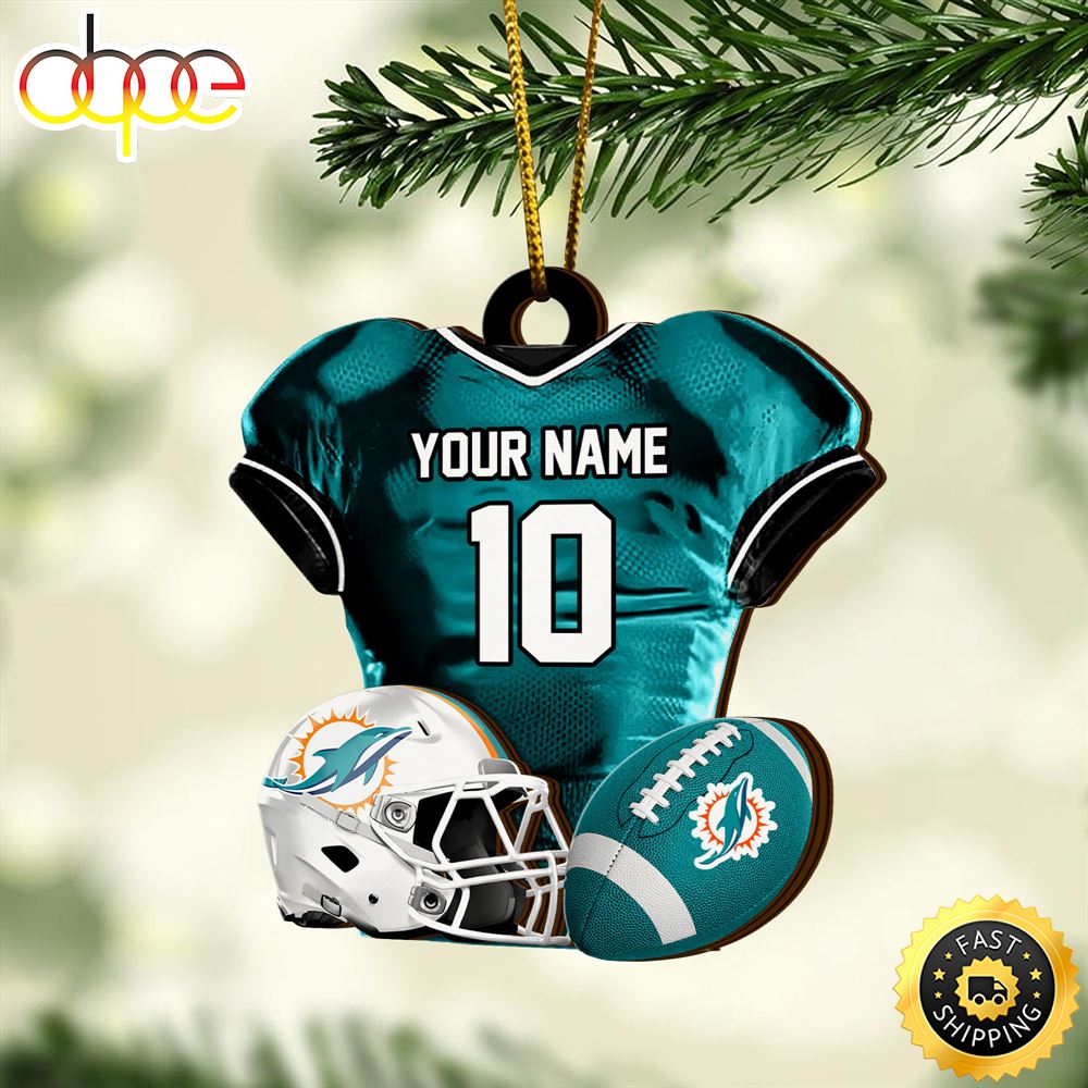 Miami Dolphins NFL Sport Ornament Custom Name And Number