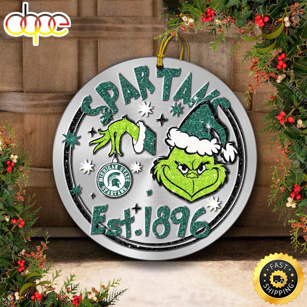 Michigan State Spartans Grinch Circle Ornaments Christmas Zqfmre