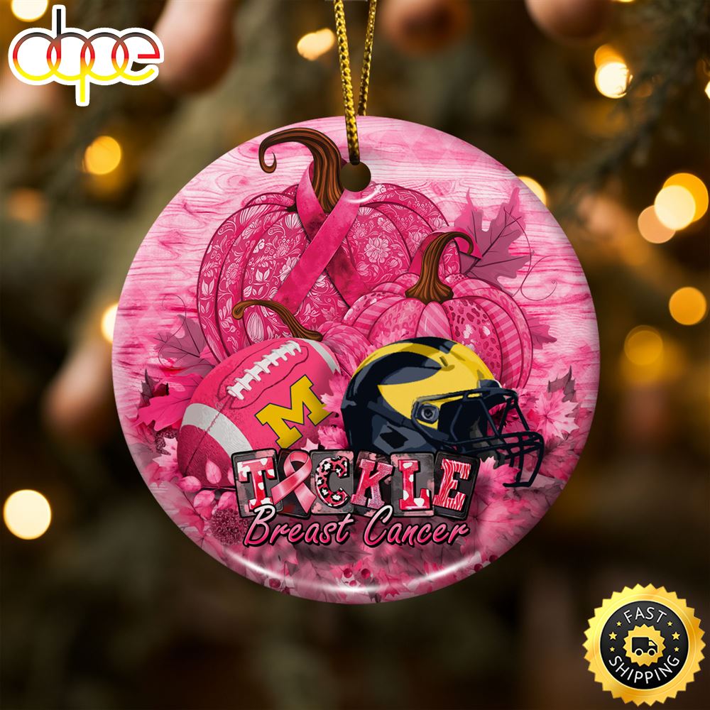 Michigan Wolverines Breast Cancer And Sport Team Ceramic Ornament B2bx9p