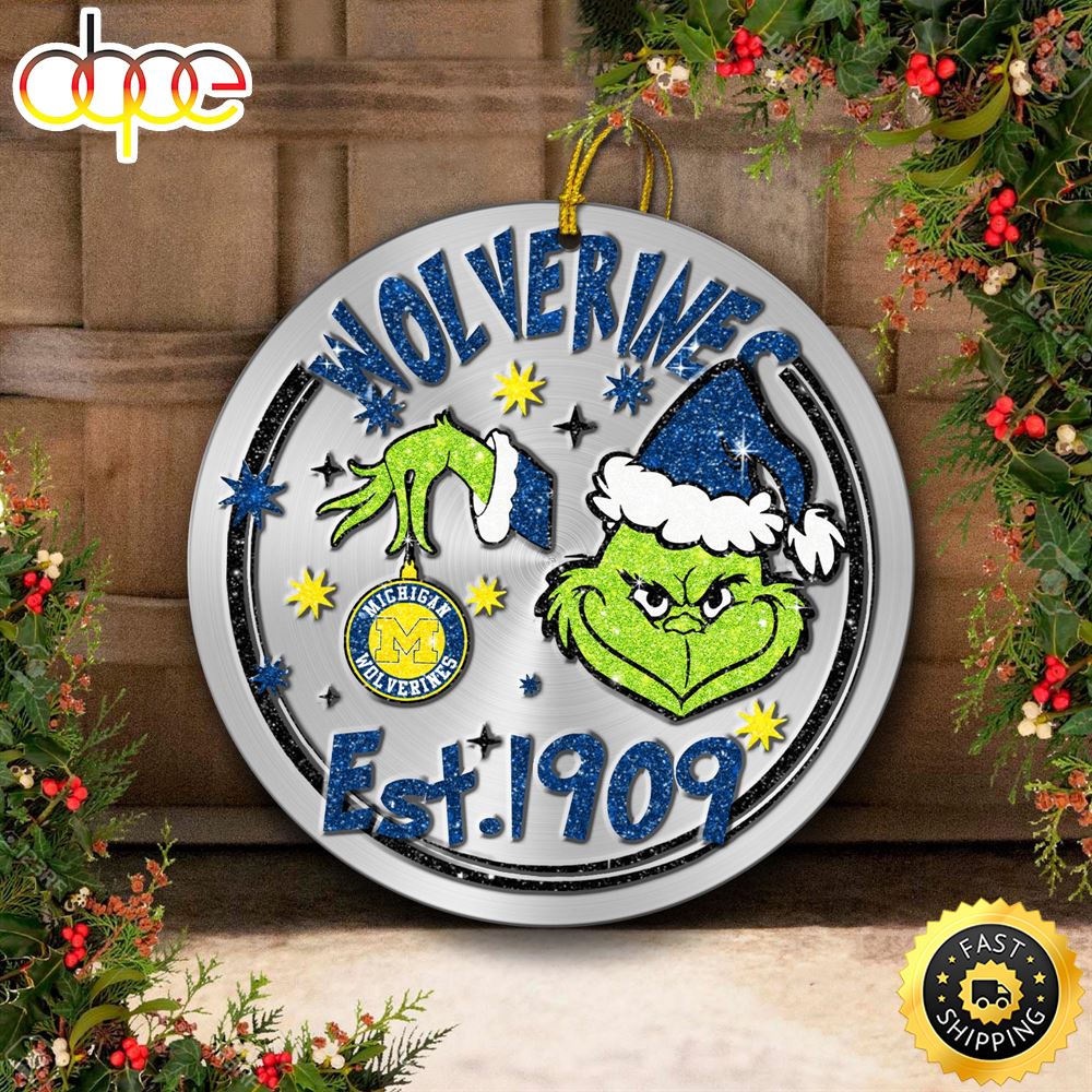 Michigan Wolverines Grinch Circle Ornaments Christmas Qsqdsv