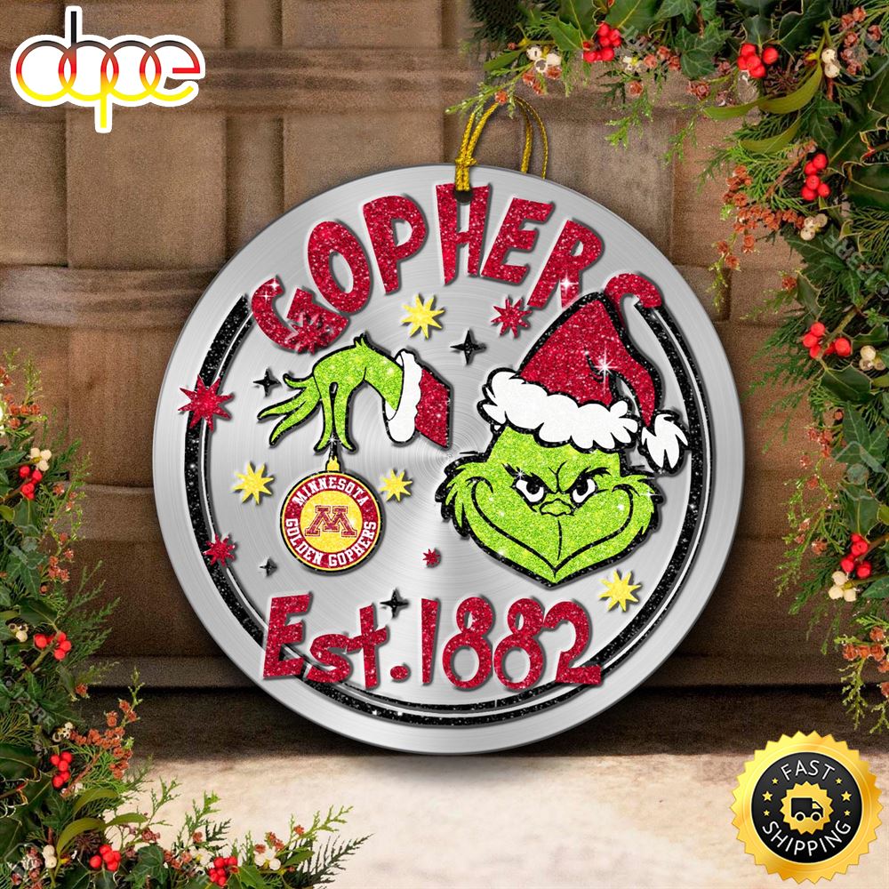 Minnesota Golden Gophers Grinch Circle Ornaments Christmas Vphszu