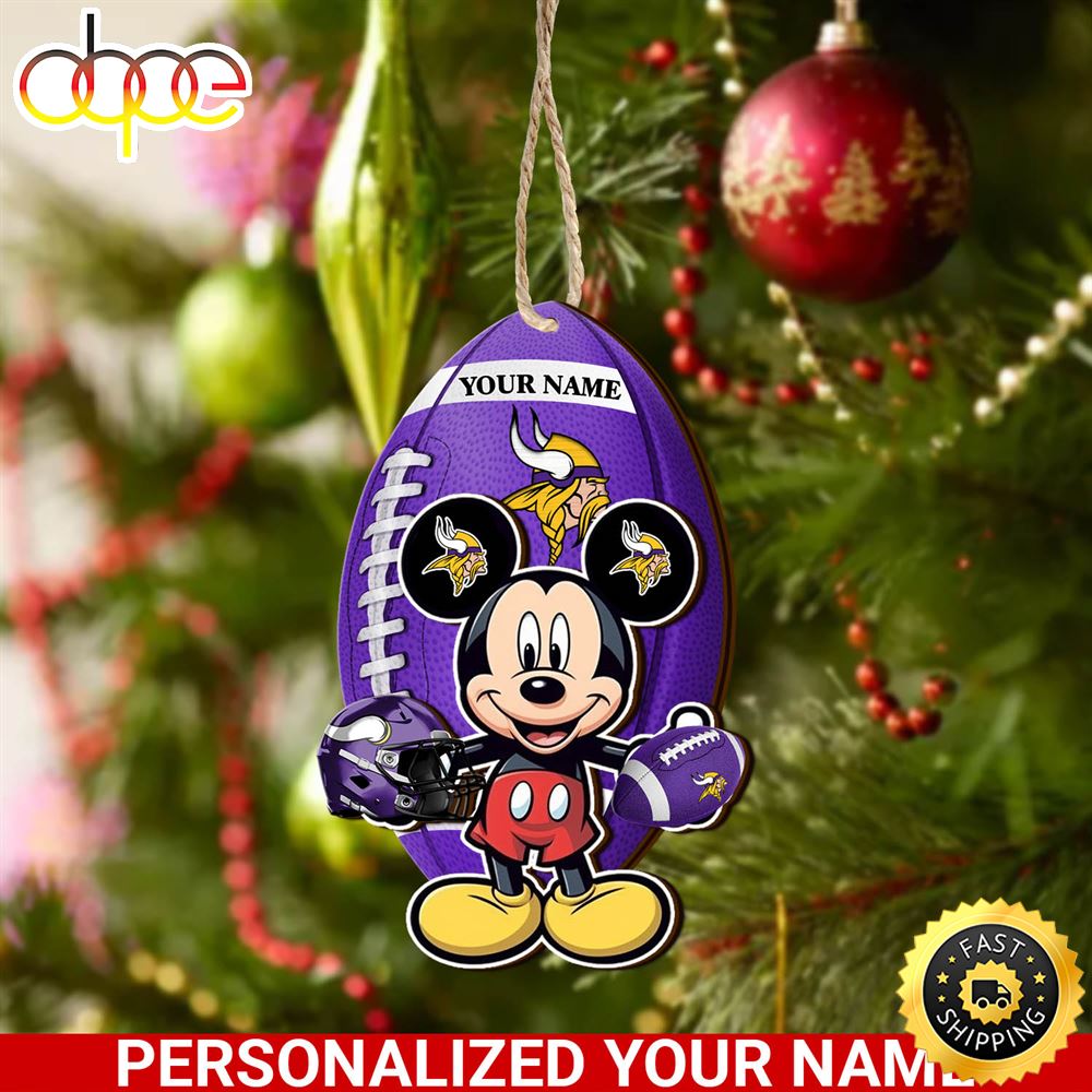 Minnesota Vikings And Mickey Mouse Ornament Personalized Your Name