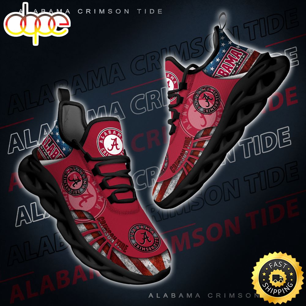 NCAA Alabama Crimson Tide Black And White Clunky Shoes New Style For Fans