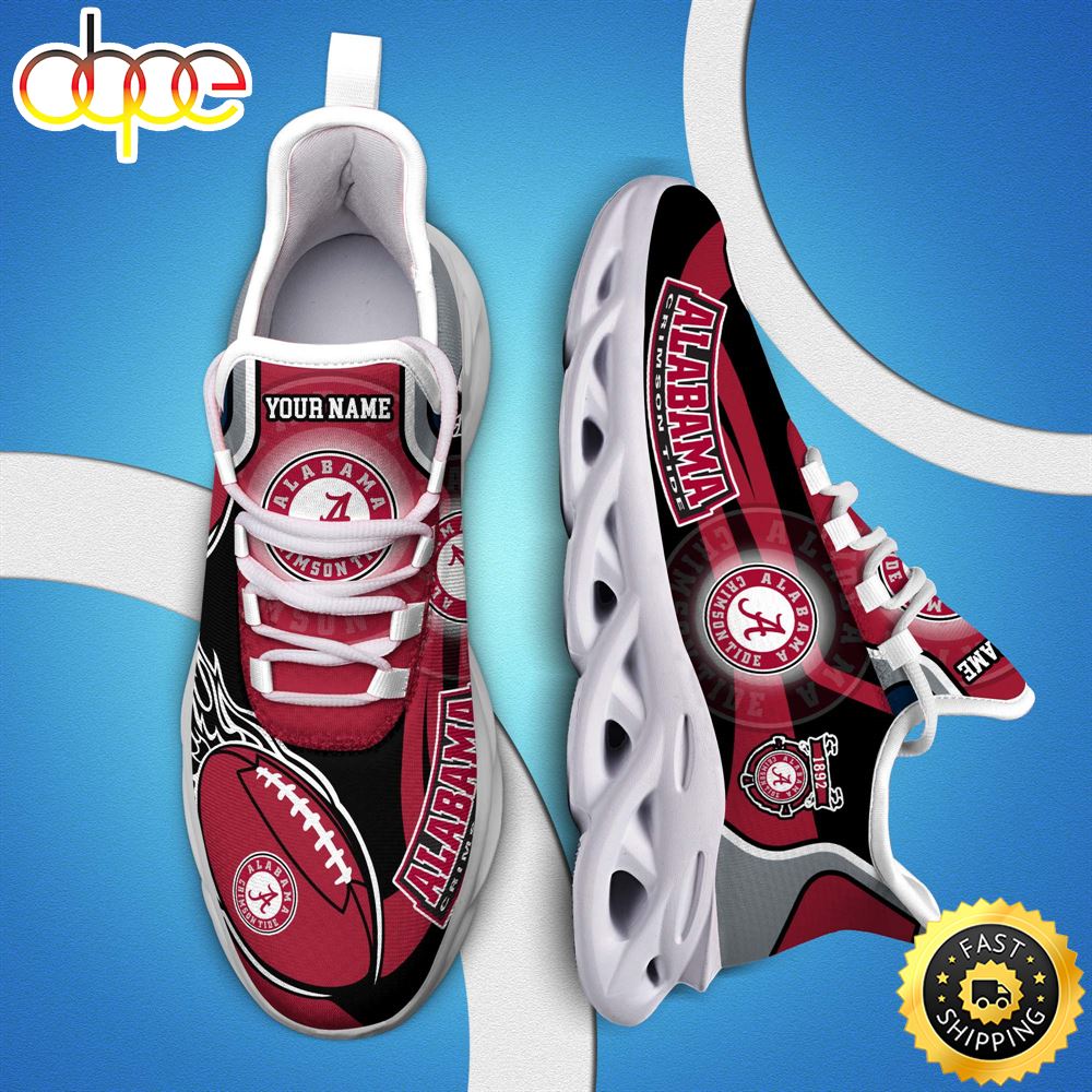 NCAA Alabama Crimson Tide White C Sneakers Personalized Your Name
