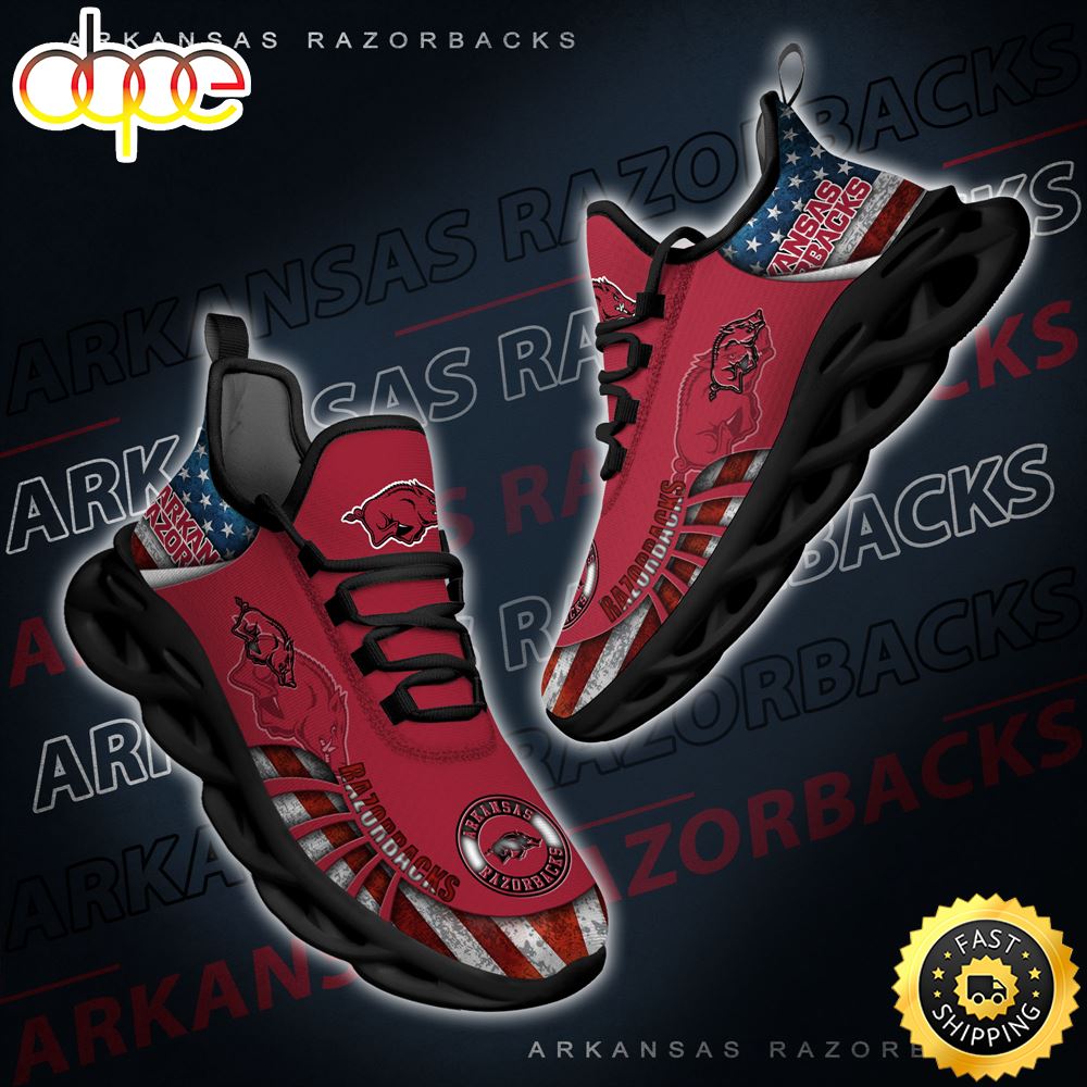NCAA Arkansas Razorbacks Black And White Clunky Shoes New Style For Fans