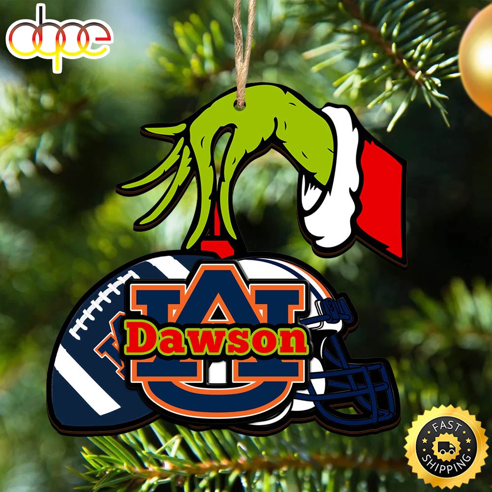 Auburn Tigers Personalized Your Name Grinch And Football Ornament