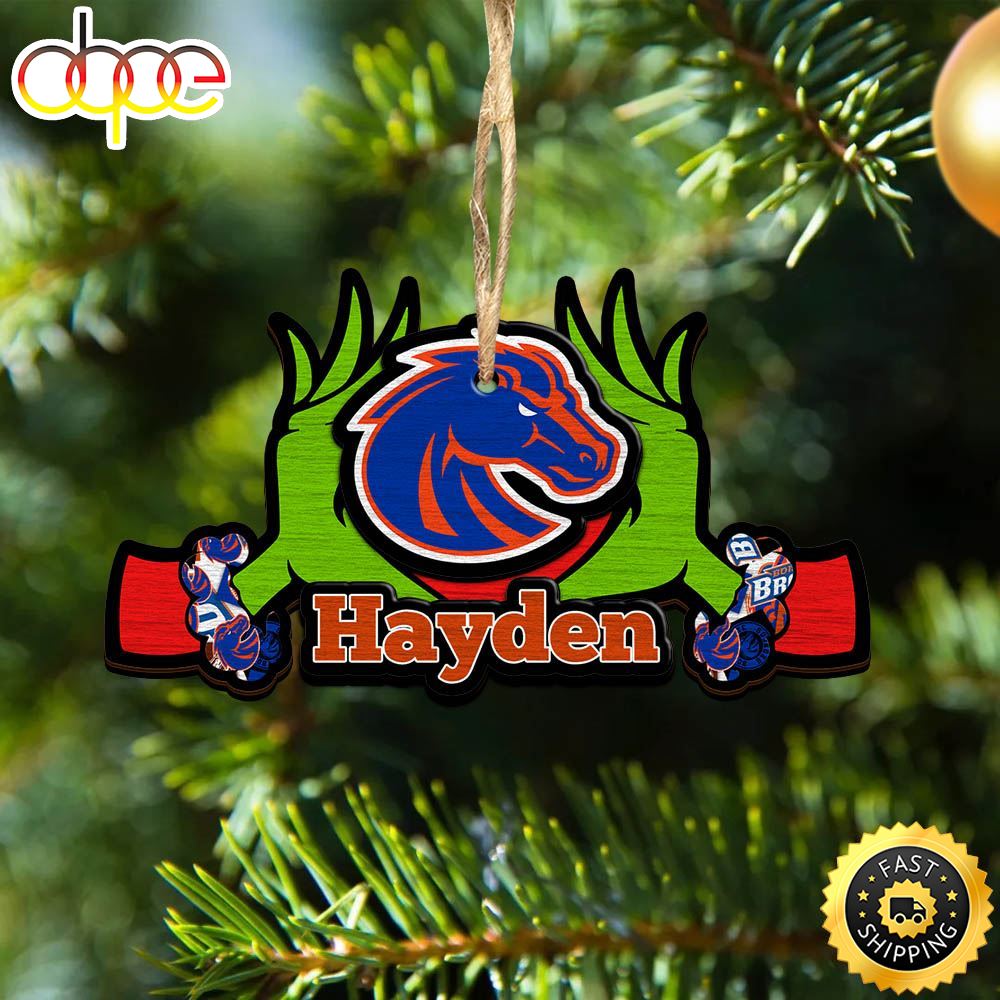 NCAA Boise State Broncos Grinch Christmas Ornament Personalized Your Name