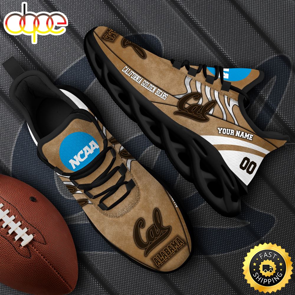 NCAA California Golden Bears Black Max Soul Shoes, White Max Soul Shoes Custom Your Name And Number