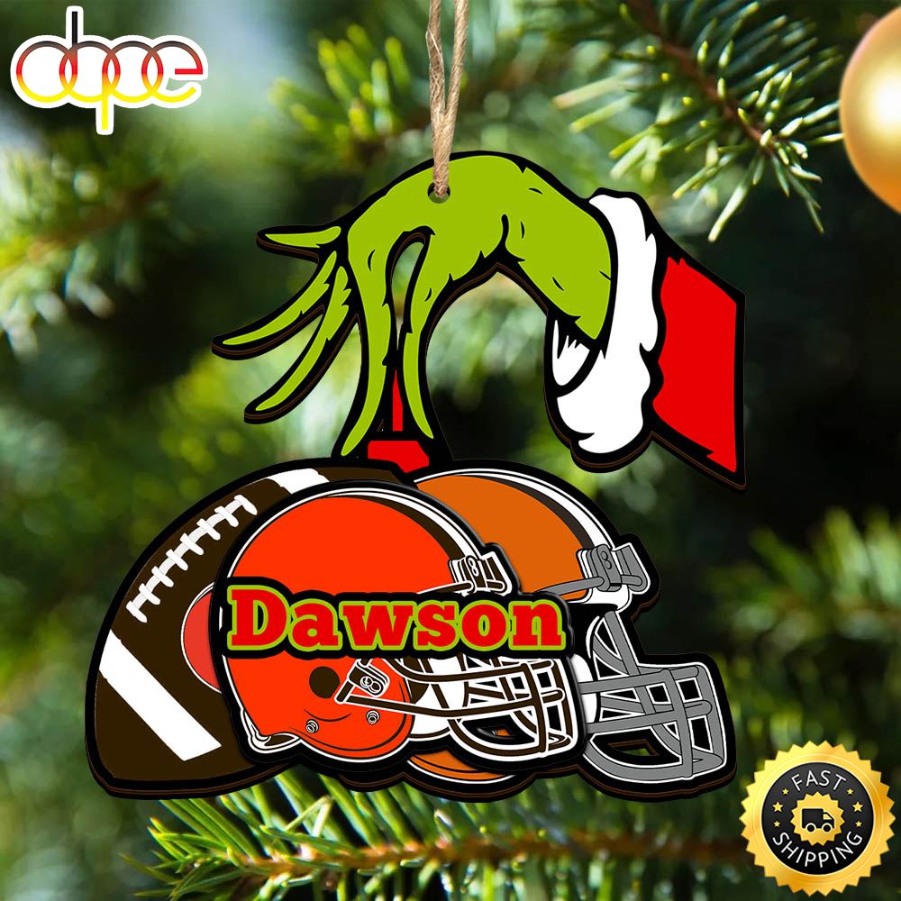 Cleveland Browns Personalized Your Name Grinch And Football Ornament