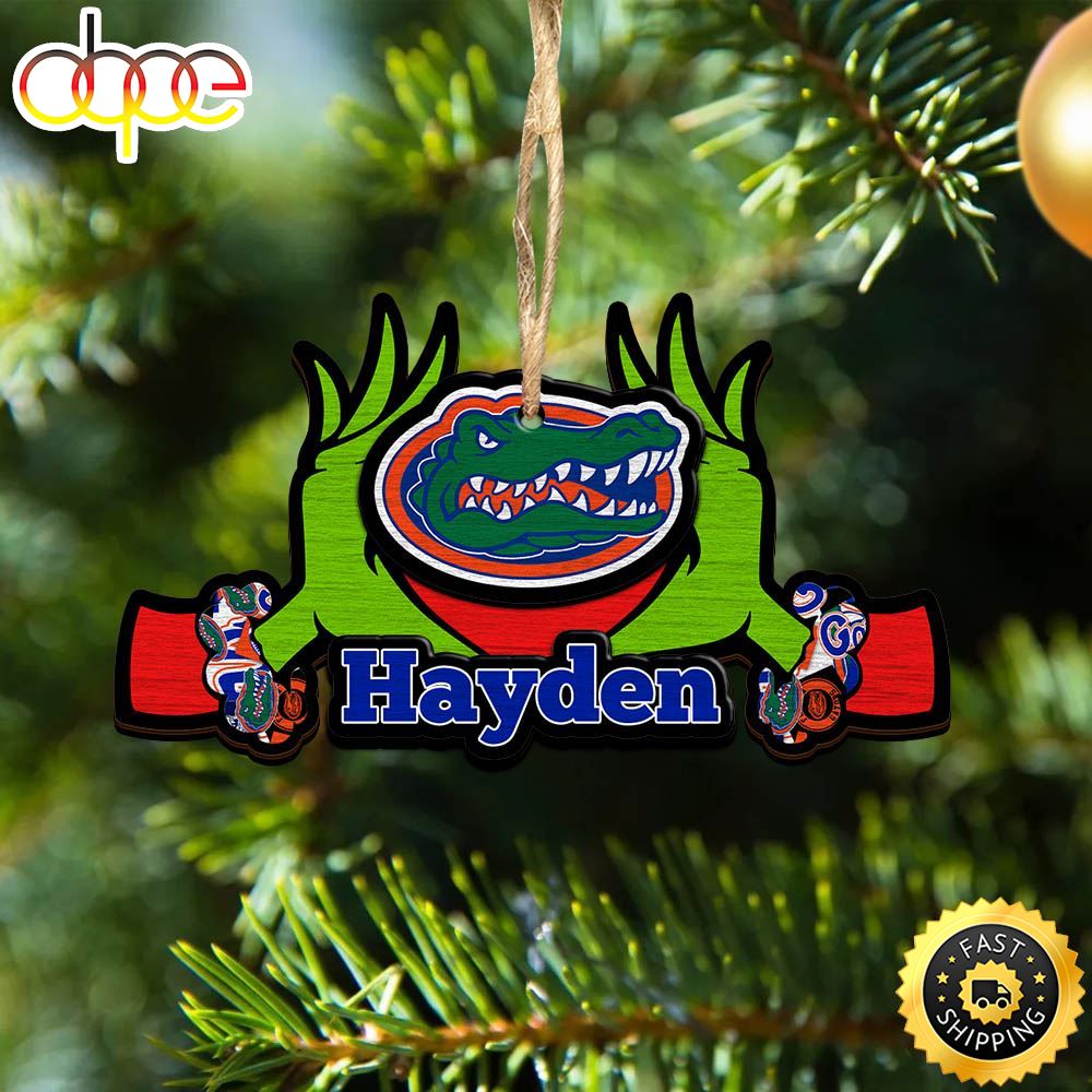 NCAA Florida Gators Grinch Christmas Ornament Personalized Your Name