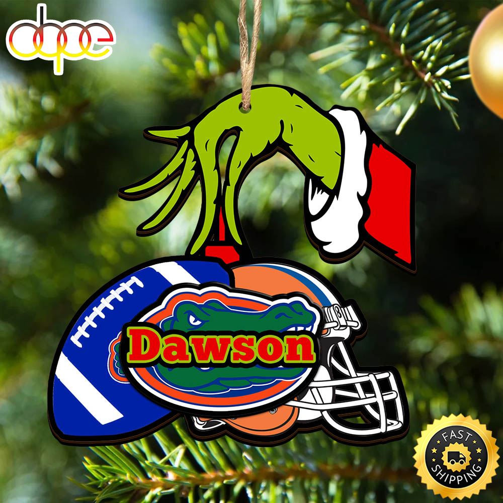 Florida Gators Personalized Your Name Grinch And Football Ornament