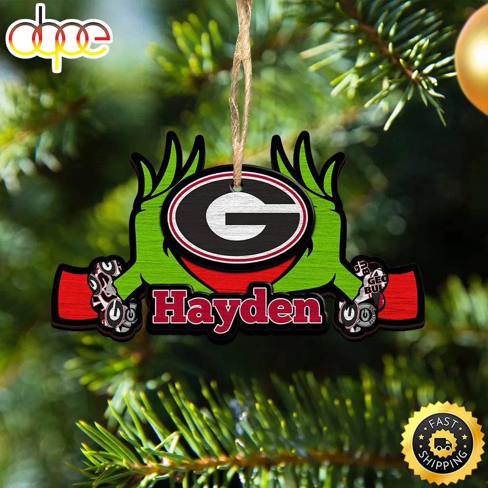 NCAA Georgia Bulldogs Grinch Christmas Ornament Personalized Your Name