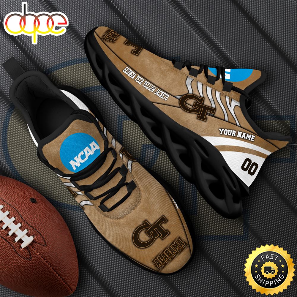 NCAA Georgia Tech Yellow Jackets Black Max Soul Shoes White Max Soul Shoes Custom Your Name And Number Hsj3oq.jpg