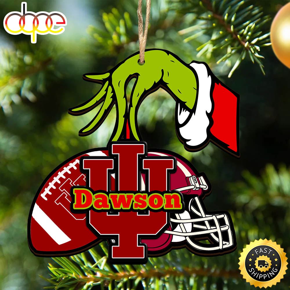 Indiana Hoosiers Personalized Your Name Grinch And Football Ornament
