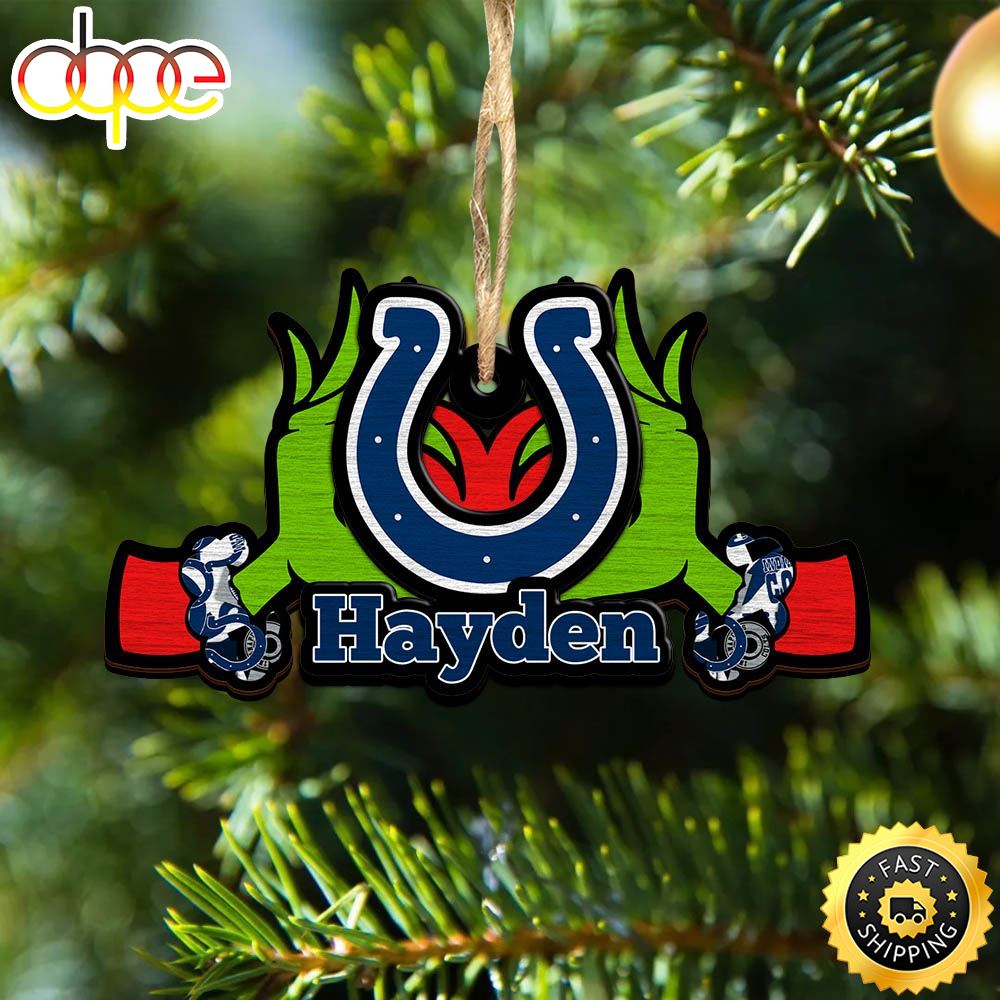 NCAA Indianapolis Colts Grinch Christmas Ornament Personalized Your Name