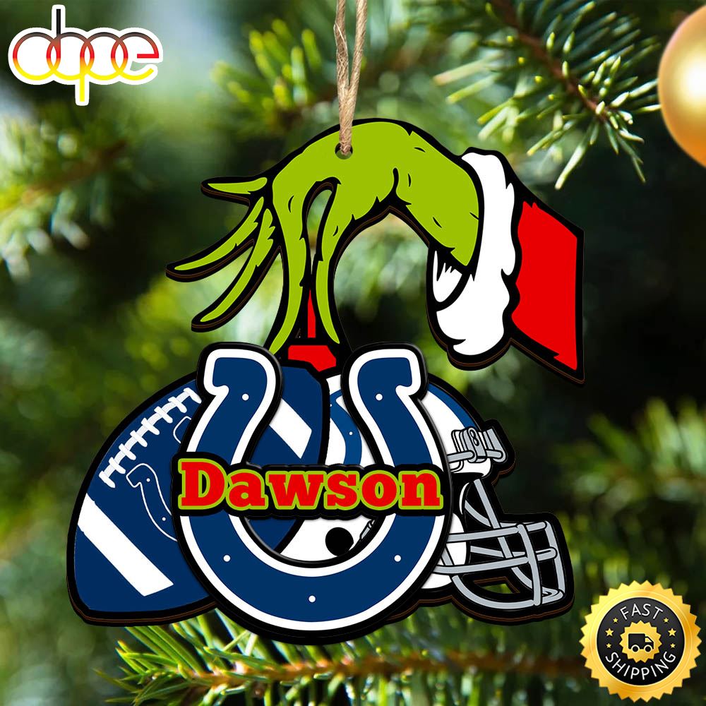 Indianapolis Colts Personalized Your Name Grinch And Football Ornament
