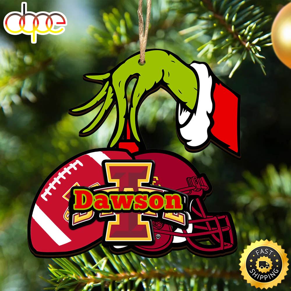 Iowa State Cyclones Personalized Your Name Grinch And Football Ornament
