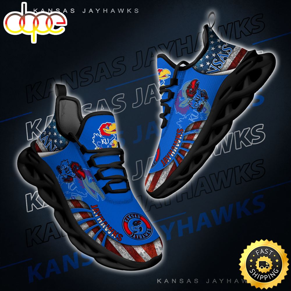 NCAA Kansas Jayhawks Black And White Clunky Shoes New Style For Fans