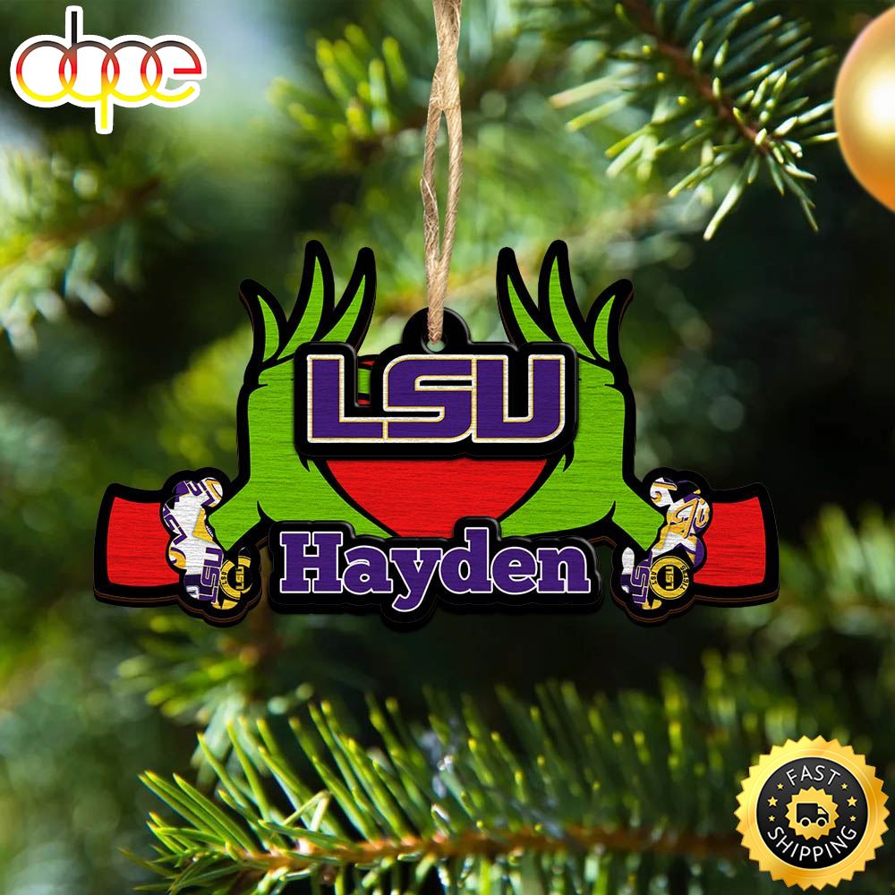 NCAA LSU TIGERS Grinch Christmas Ornament Personalized Your Name