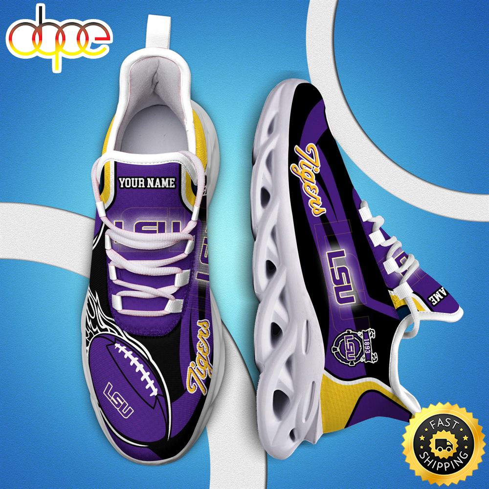 NCAA LSU TIGERS White C Sneakers Personalized Your Name