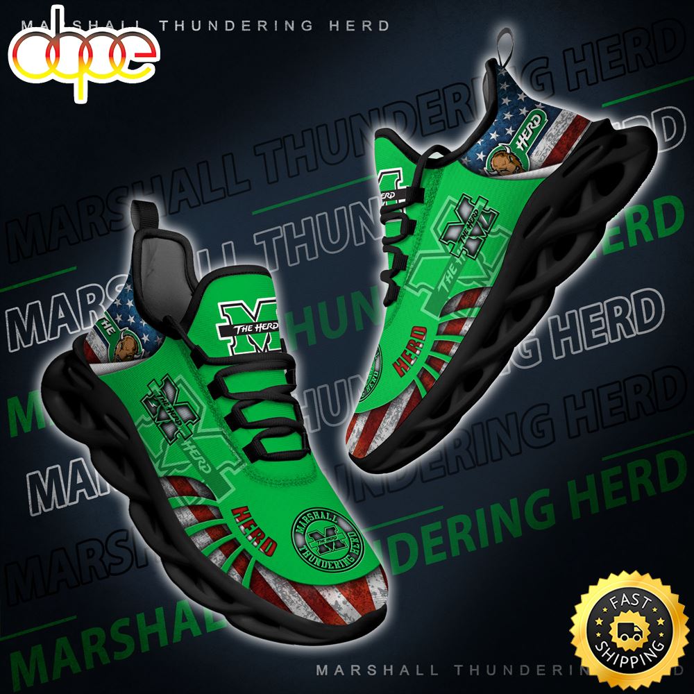 NCAA Marshall Thundering Herd Black And White Clunky Shoes New Style For Fans Flhkm1.jpg