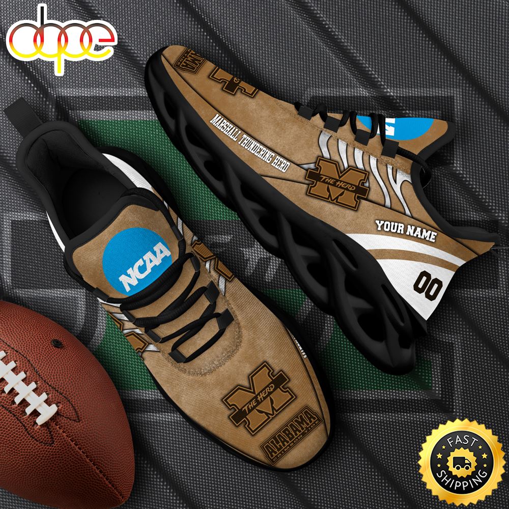 NCAA Marshall Thundering Herd Black Max Soul Shoes White Max Soul Shoes Custom Your Name And Number Fo2unk.jpg