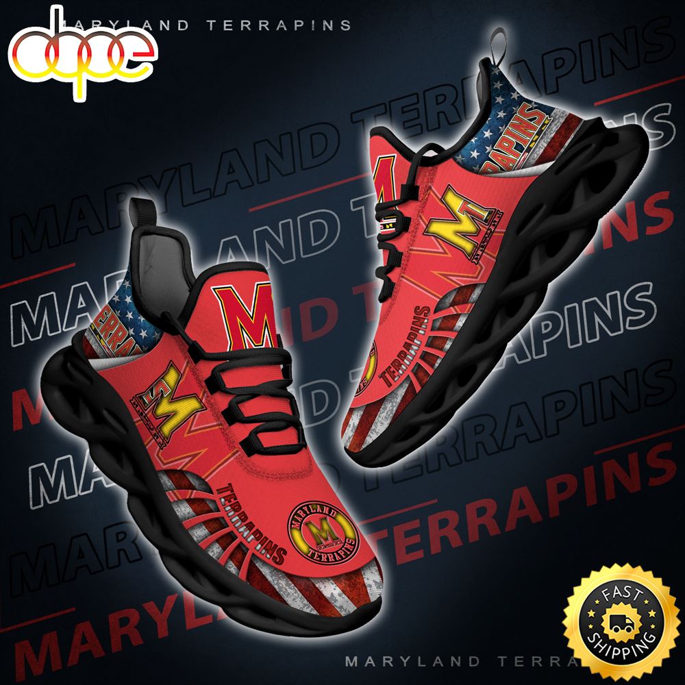 NCAA Maryland Terrapins Black And White Clunky Shoes New Style For Fans