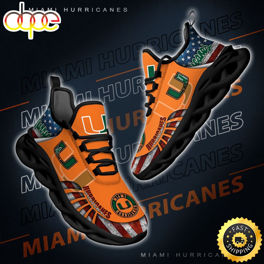 NCAA Miami Hurricanes Black And White Clunky Shoes New Style For Fans
