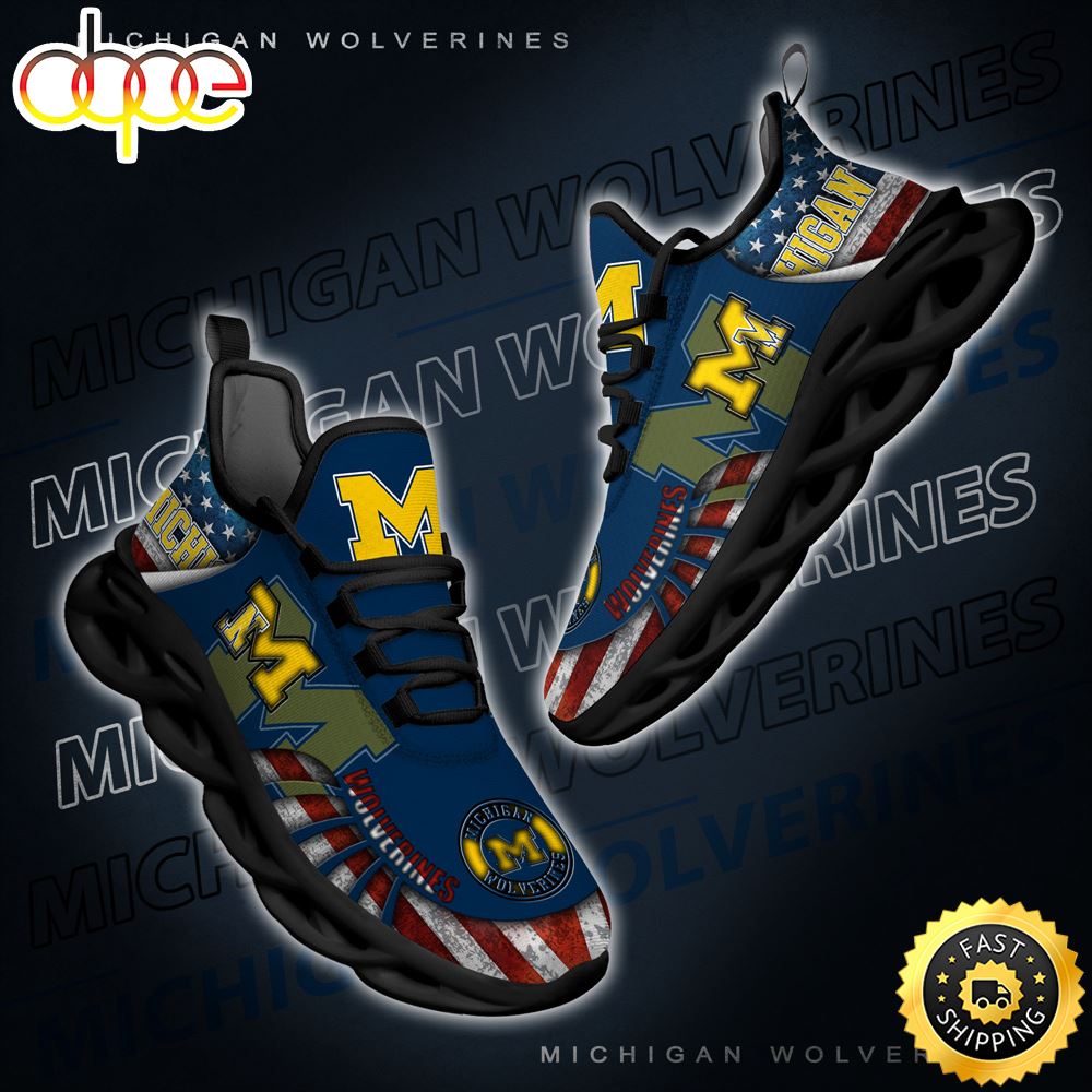 NCAA Michigan Wolverines Black And White Clunky Shoes New Style For Fans
