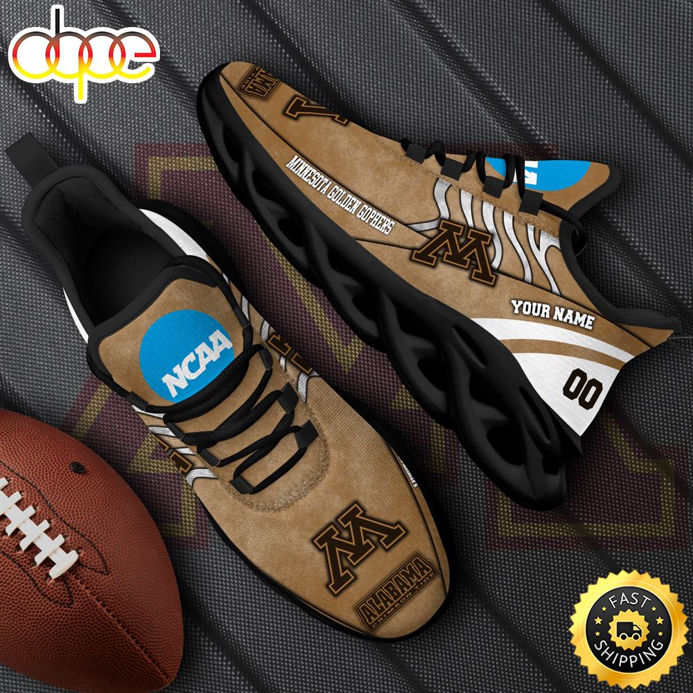 NCAA Minnesota Golden Gophers Black Max Soul Shoes, White Max Soul Shoes Custom Your Name And Number