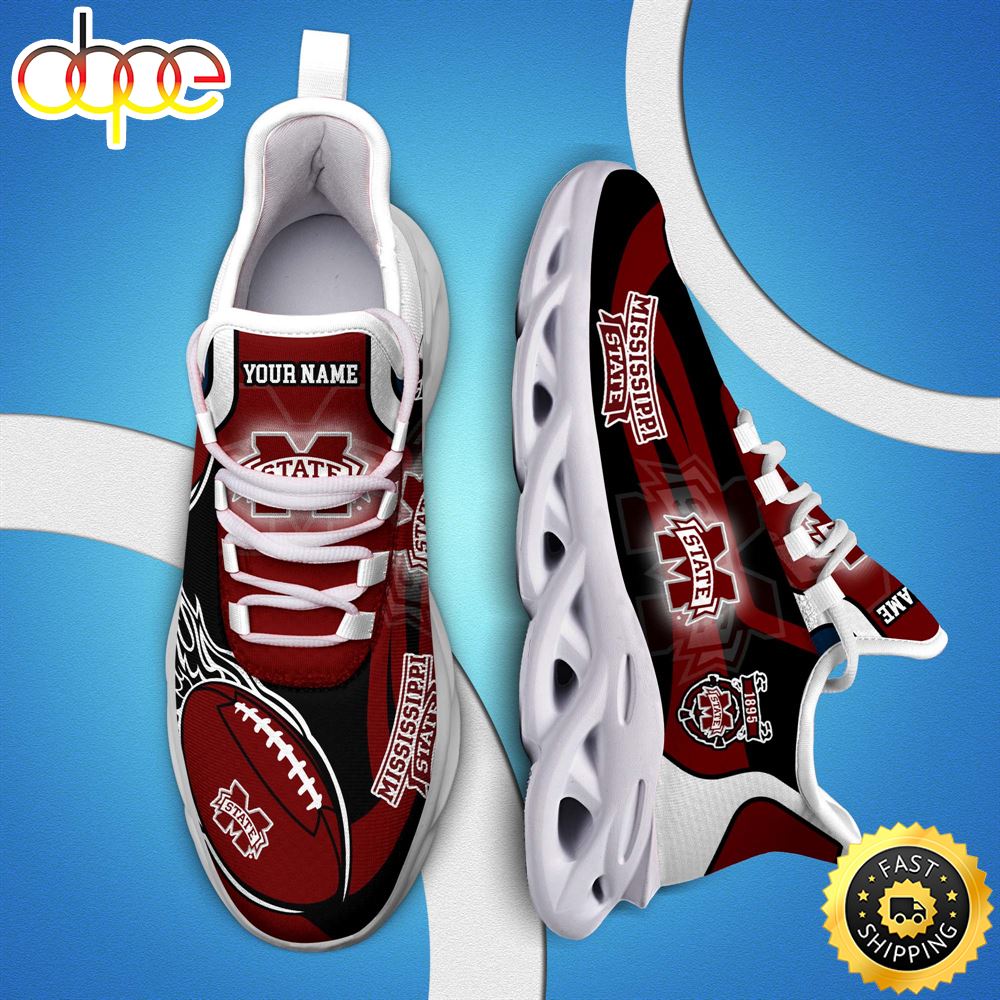 NCAA Mississippi State Bulldogs White C Sneakers Personalized Your Name