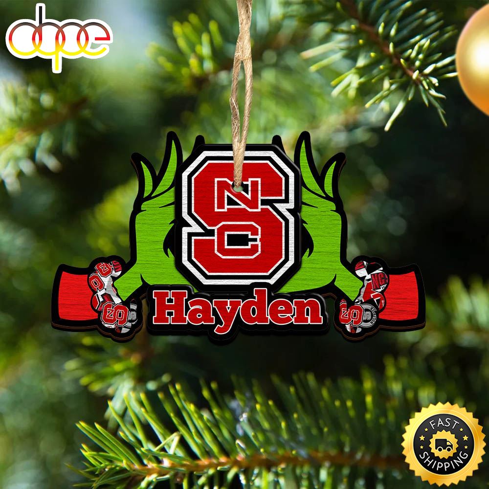 NCAA NC State Wolfpack Grinch Christmas Ornament Personalized Your Name