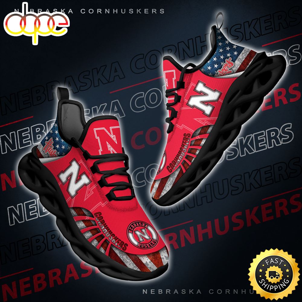 NCAA Nebraska Cornhuskers Black And White Clunky Shoes New Style For Fans