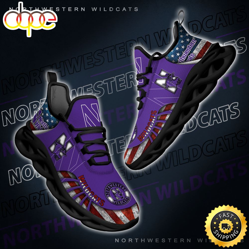 NCAA Northwestern Wildcats Black And White Clunky Shoes New Style For Fans