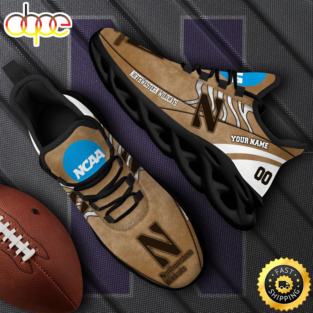 NCAA Northwestern Wildcats Black Max Soul Shoes White Max Soul Shoes Custom Your Name And Number Upob4o.jpg