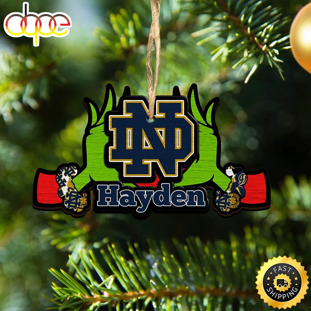 NCAA Notre Dame Fighting Irish Grinch Christmas Ornament Personalized Your Name Nclyjx.jpg