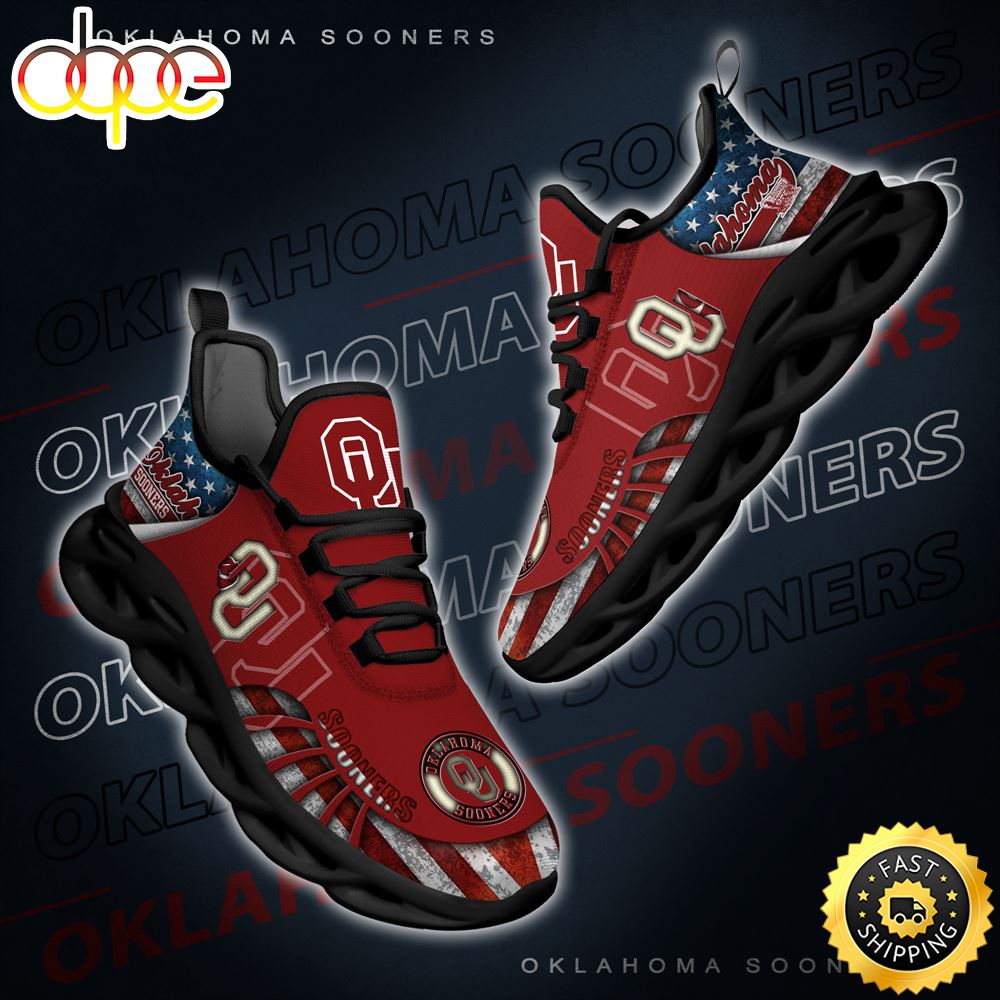 NCAA Oklahoma Sooners Black And White Clunky Shoes New Style For Fans