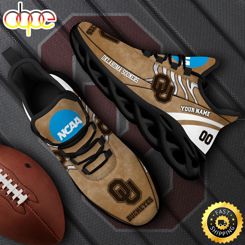 NCAA Oklahoma Sooners Black Max Soul Shoes White Max Soul Shoes Custom Your Name And Number Xxvg3t.jpg