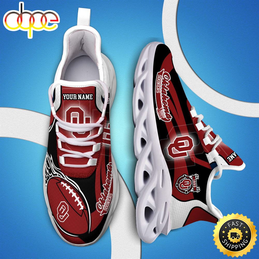 NCAA Oklahoma Sooners White C Sneakers Personalized Your Name