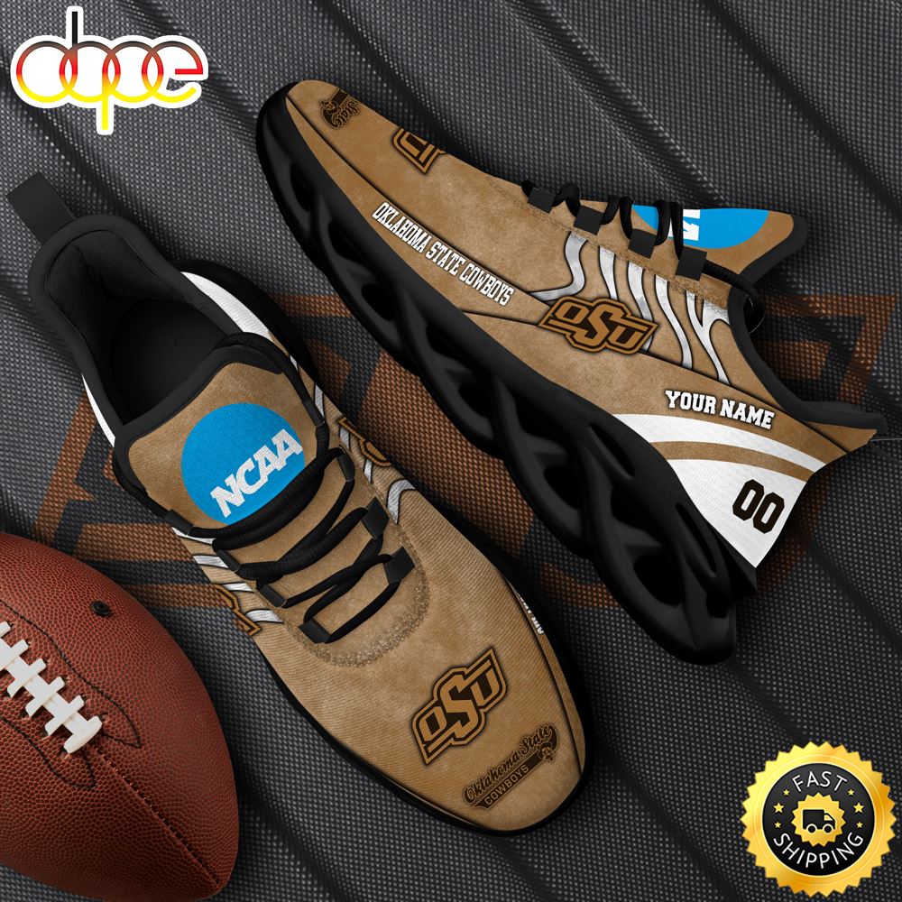NCAA Oklahoma State Cowboys Black Max Soul Shoes, White Max Soul Shoes Custom Your Name And Number