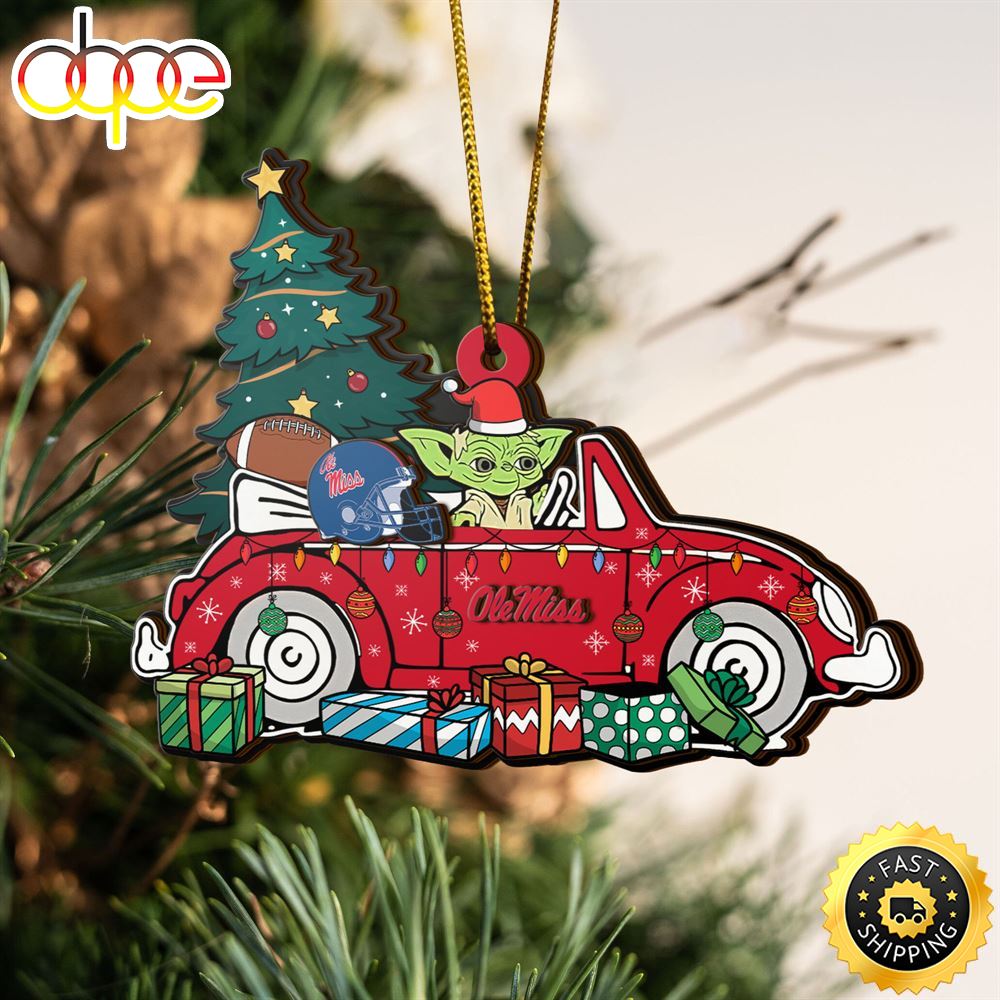 NCAA Ole Miss Rebels And Baby Yoda Christmas Ornament