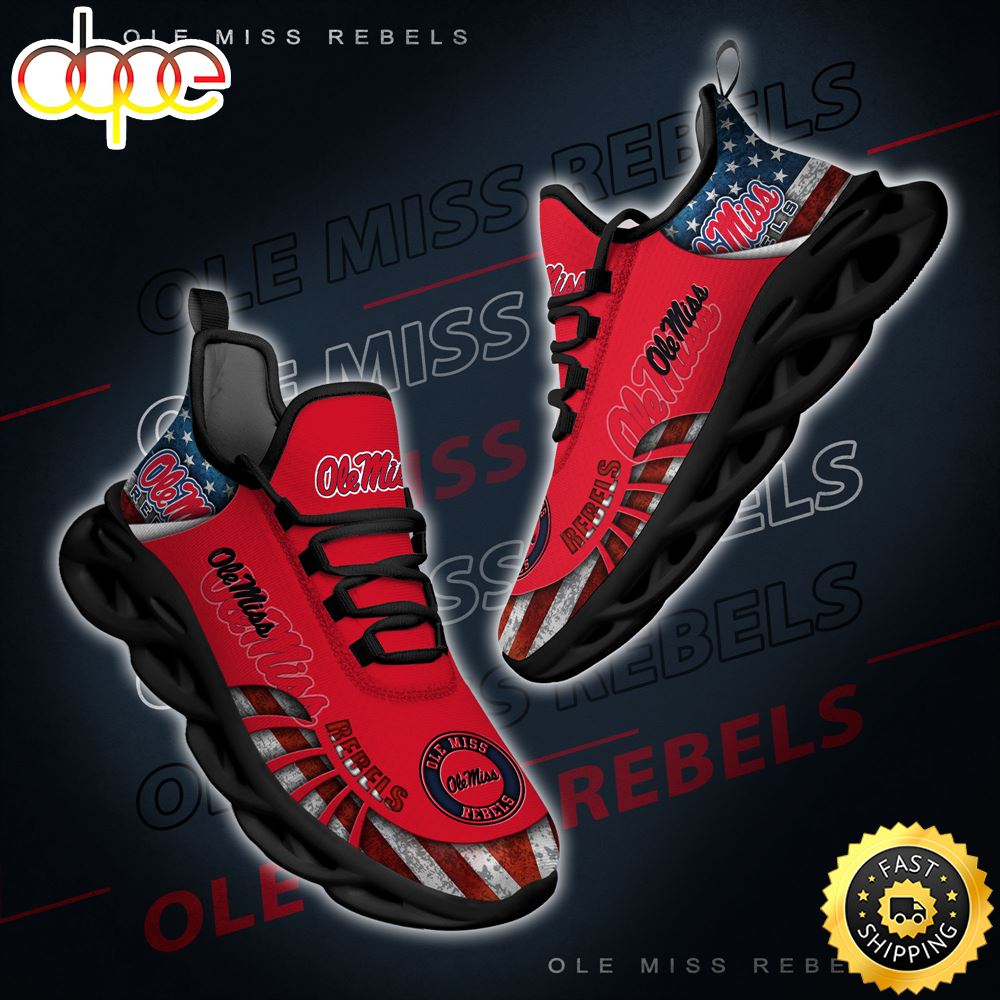 NCAA Ole Miss Rebels Black And White Clunky Shoes New Style For Fans