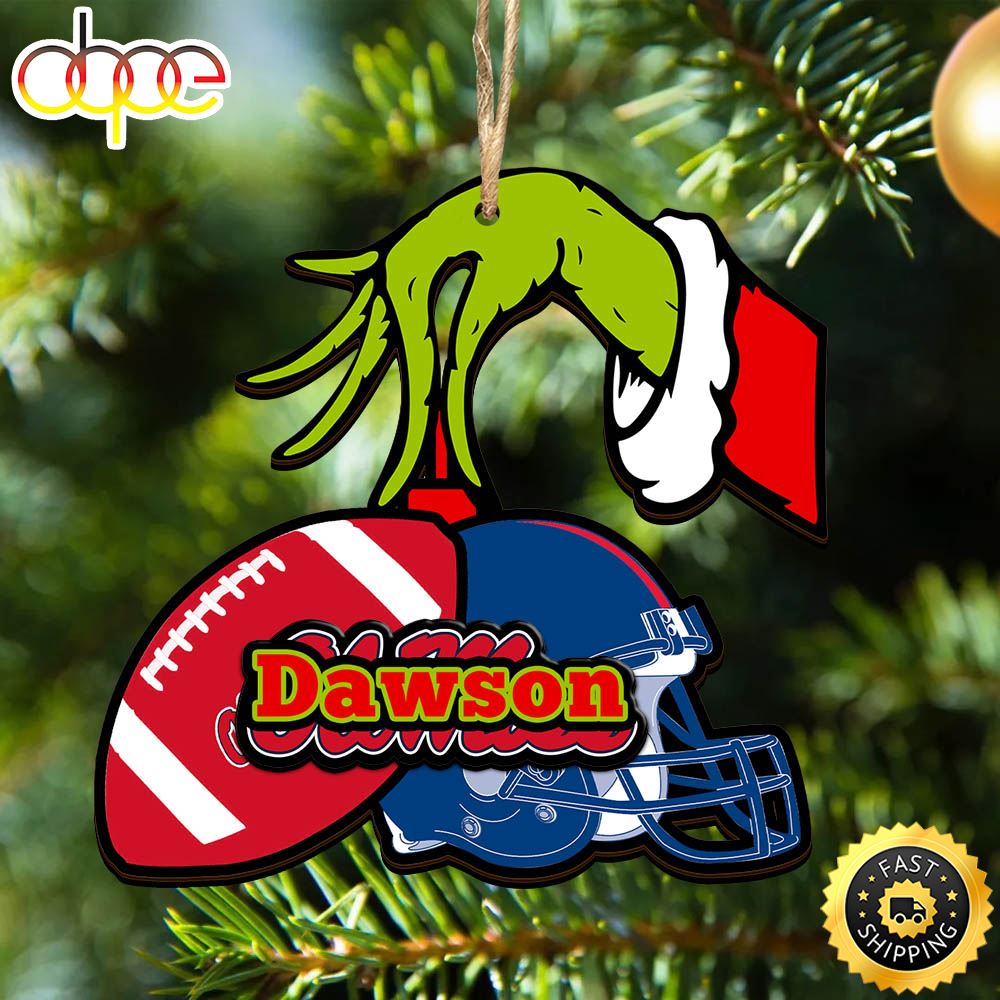Ole Miss Rebels Personalized Your Name Grinch And Football Ornament