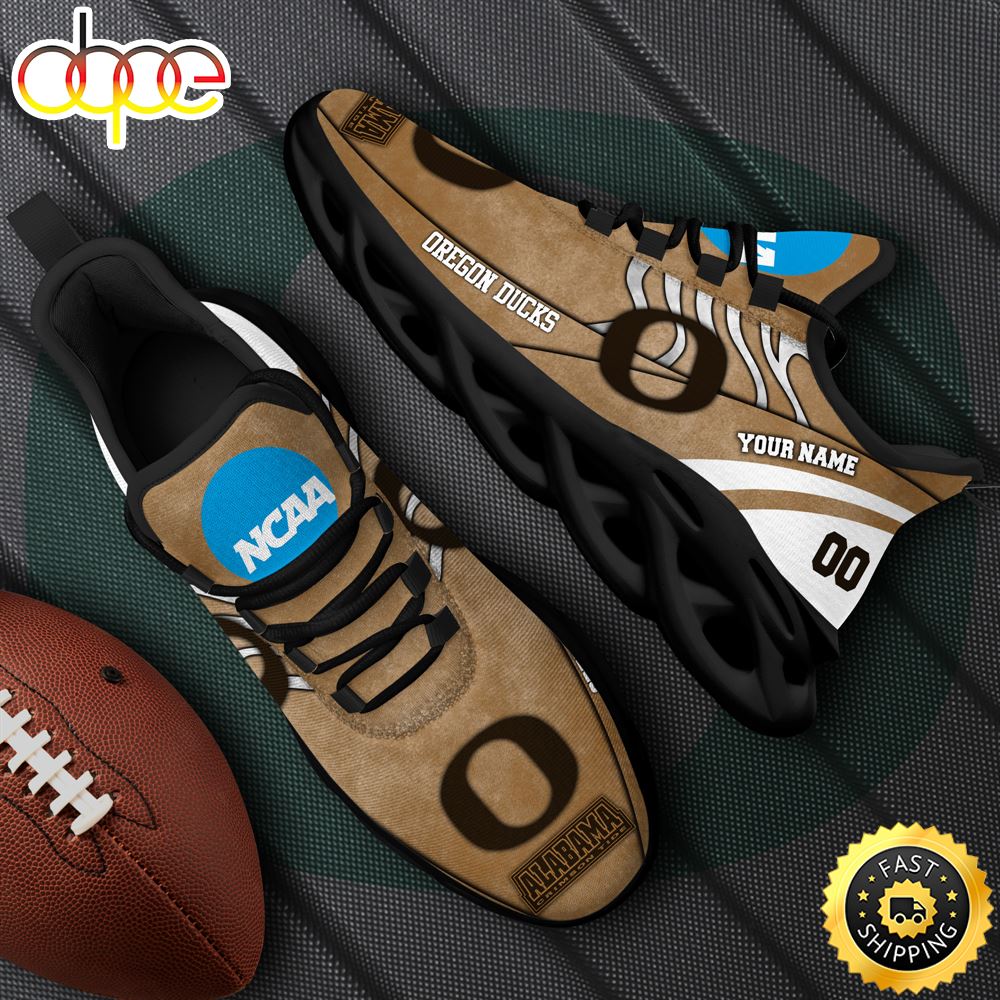 NCAA Oregon Ducks Black Max Soul Shoes, White Max Soul Shoes Custom Your Name And Number