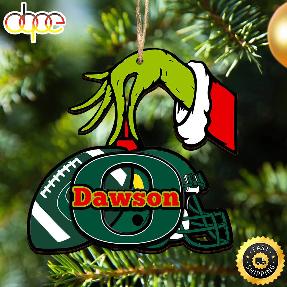 Oregon Ducks Personalized Your Name Grinch And Football Ornament