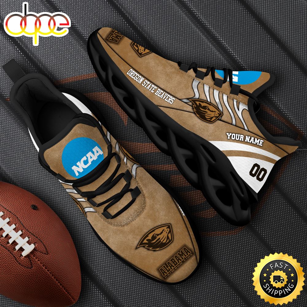 NCAA Oregon State Beavers Black Max Soul Shoes, White Max Soul Shoes Custom Your Name And Number