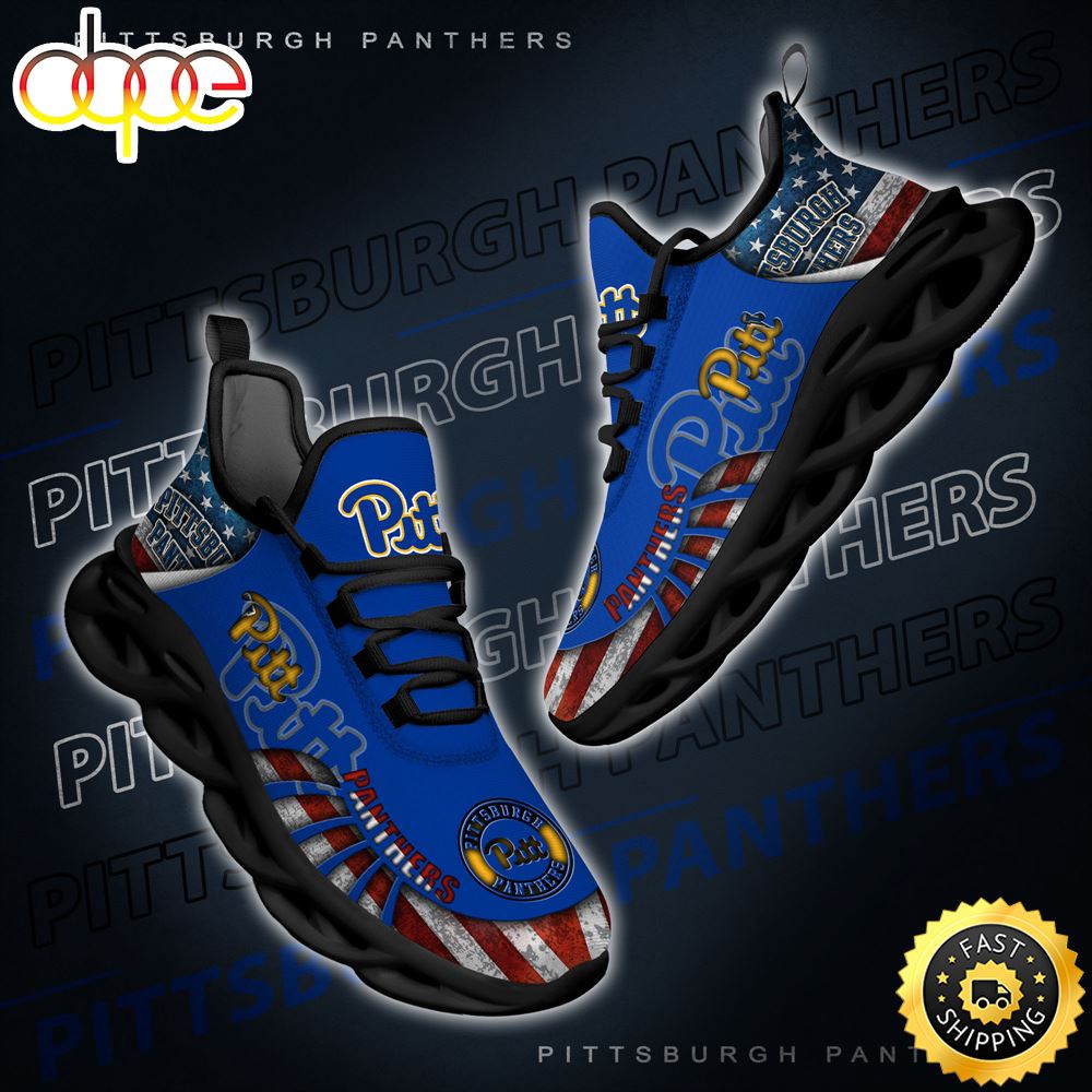 NCAA Pittsburgh Panthers Black And White Clunky Shoes New Style For Fans