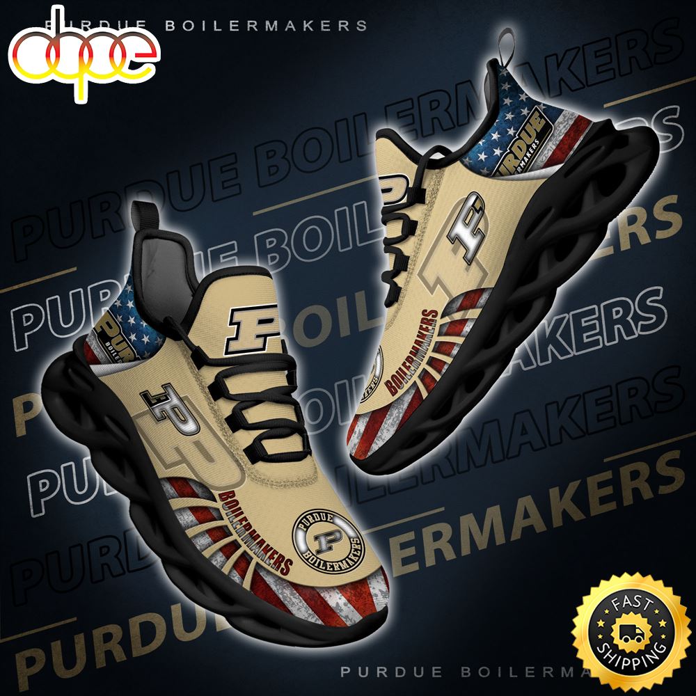 NCAA Purdue Boilermakers Black And White Clunky Shoes New Style For Fans